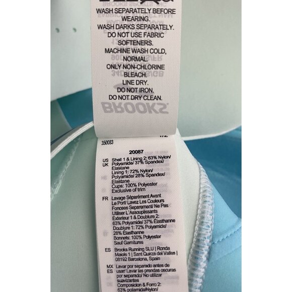 Brooks 34C/D Dare Zip Front Run Bra 2.0 Ice Blue Vivid Teal Molded Sports Bra - Picture 3 of 9